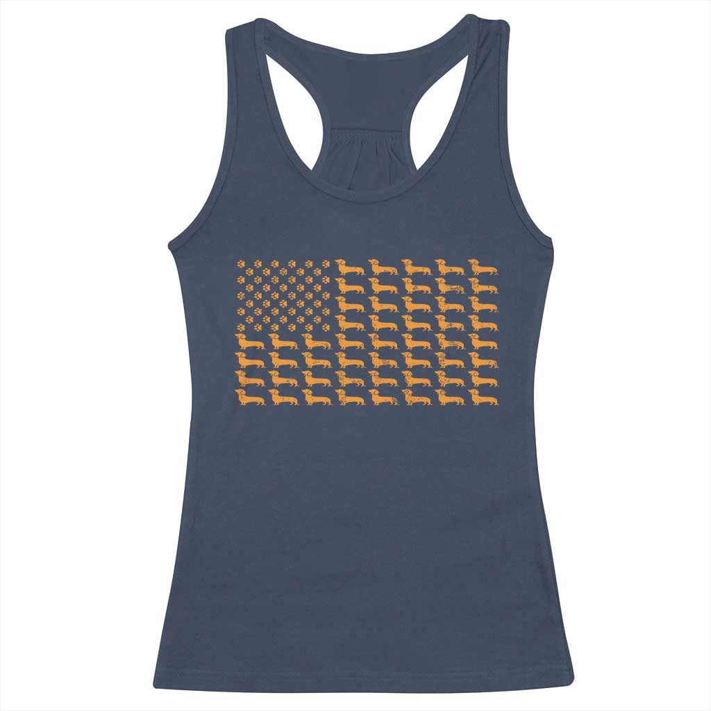 Vintage Dachshund Dad American Flag Racerback Tank Top Weiner Dog Fathers Day Gifts For Dog Lovers Dad - Wonder Print Shop