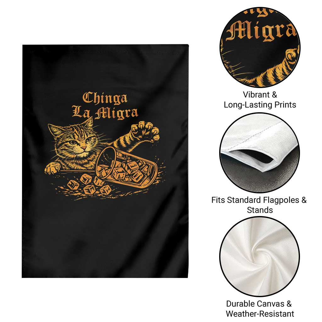 Chinga La Migra Garden Flag Retro Protest Subtle FDT Cat Meme