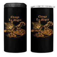 Chinga La Migra 4 in 1 Can Cooler Tumbler Retro Protest Subtle FDT Cat Meme