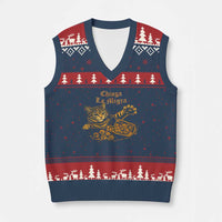 Chinga La Migra V-Neck Knit Sweater Vest Retro Protest Subtle FDT Cat Meme
