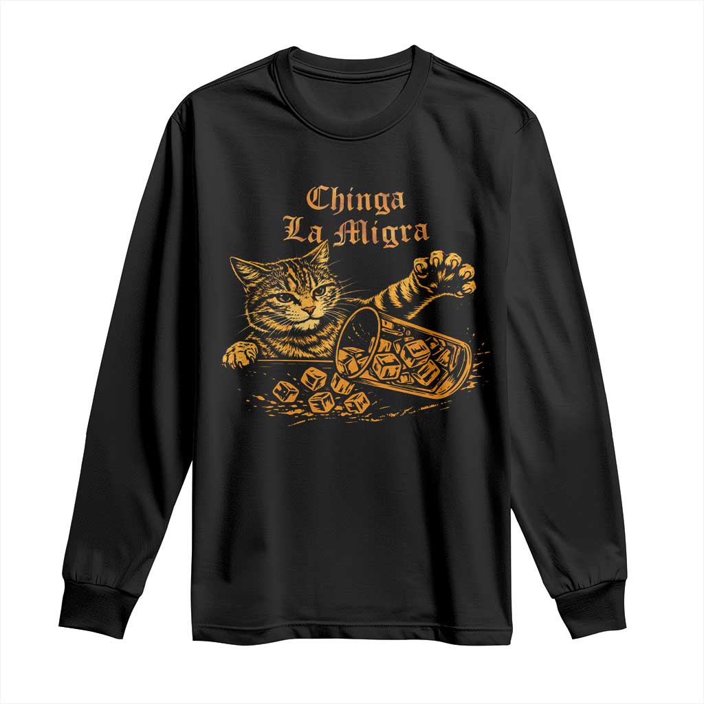 Chinga La Migra Long Sleeve Shirt Retro Protest Subtle FDT Cat Meme