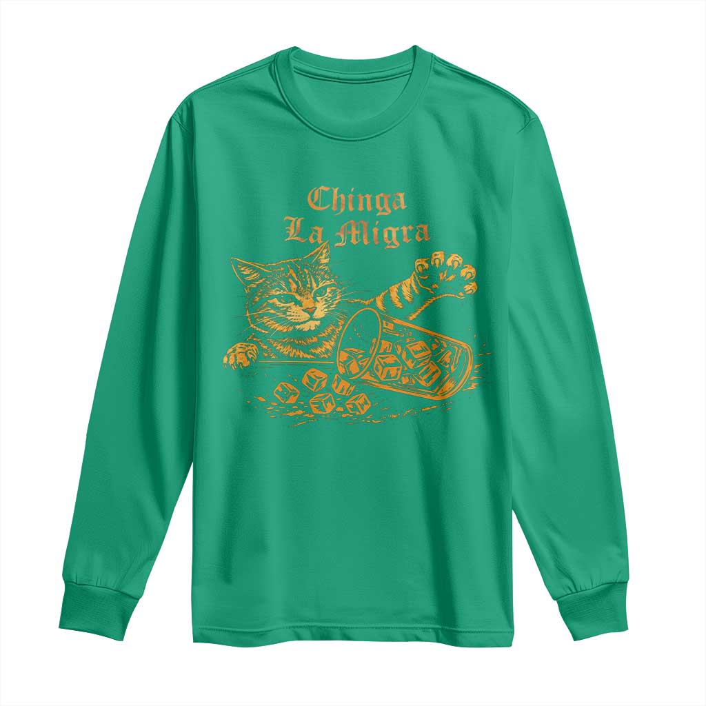 Chinga La Migra Long Sleeve Shirt Retro Protest Subtle FDT Cat Meme