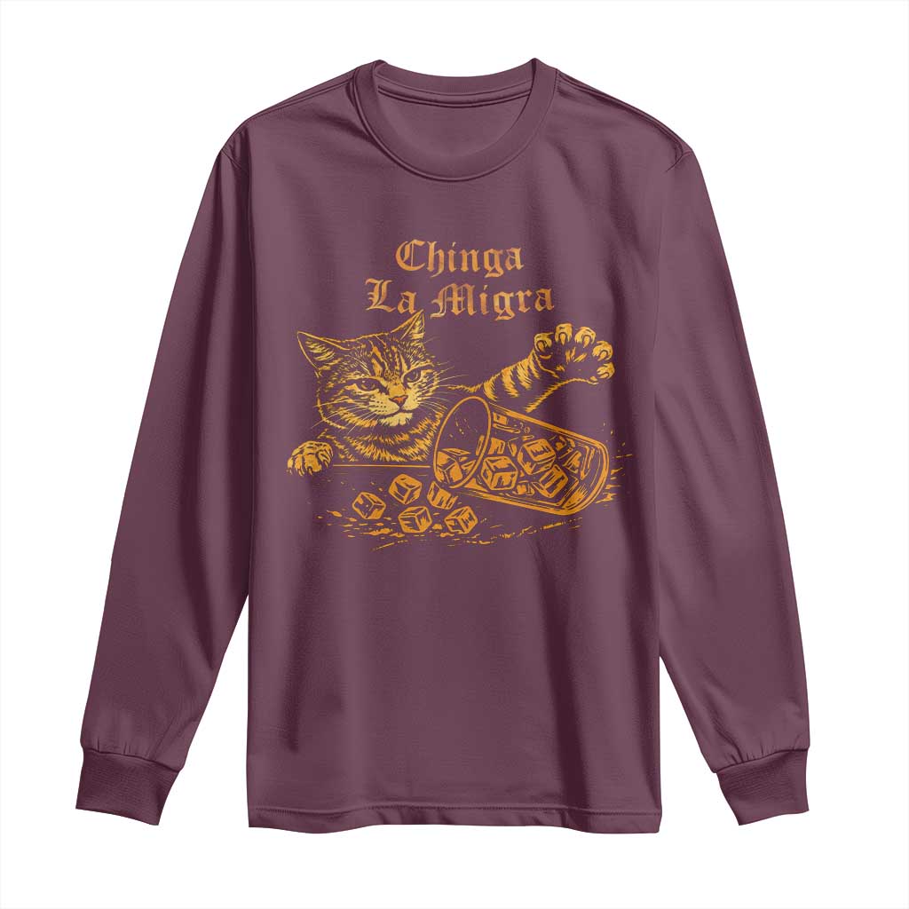 Chinga La Migra Long Sleeve Shirt Retro Protest Subtle FDT Cat Meme