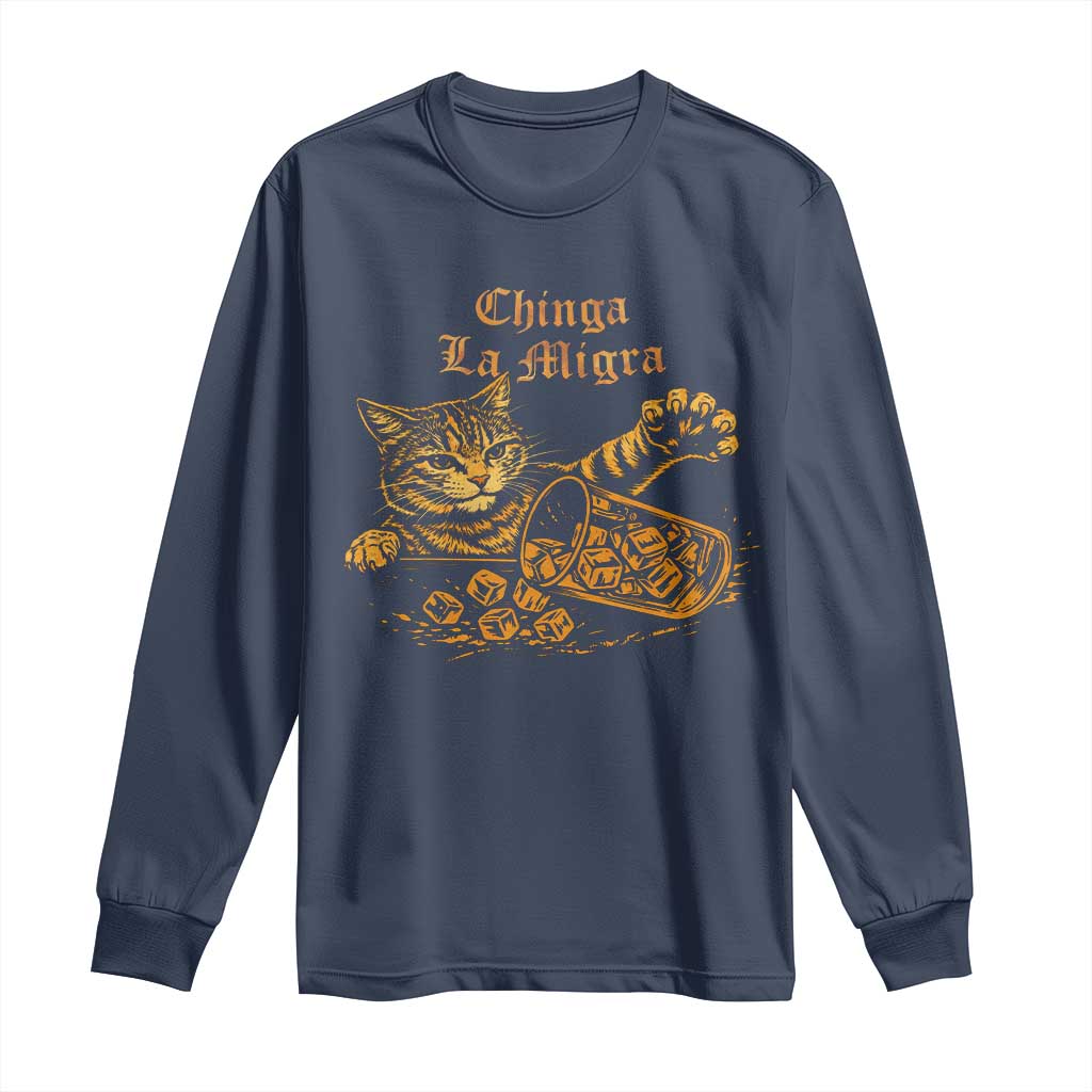 Chinga La Migra Long Sleeve Shirt Retro Protest Subtle FDT Cat Meme