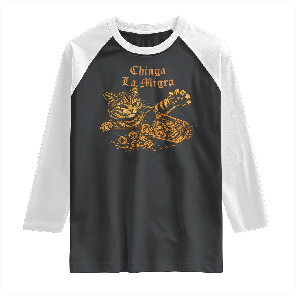 Chinga La Migra Raglan Shirt Retro Protest Subtle FDT Cat Meme