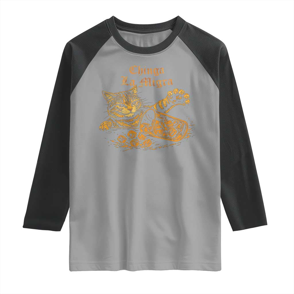 Chinga La Migra Raglan Shirt Retro Protest Subtle FDT Cat Meme