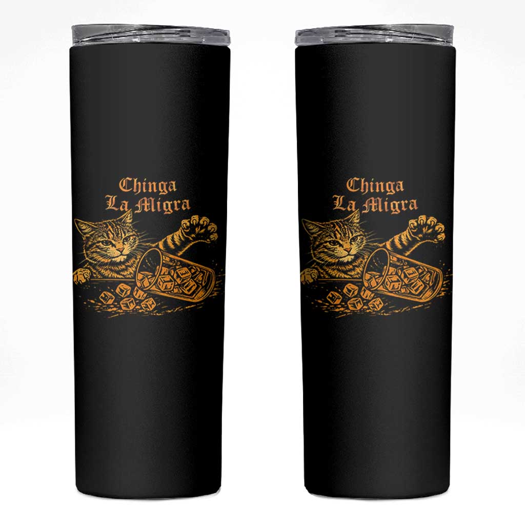 Chinga La Migra Skinny Tumbler Retro Protest Subtle FDT Cat Meme
