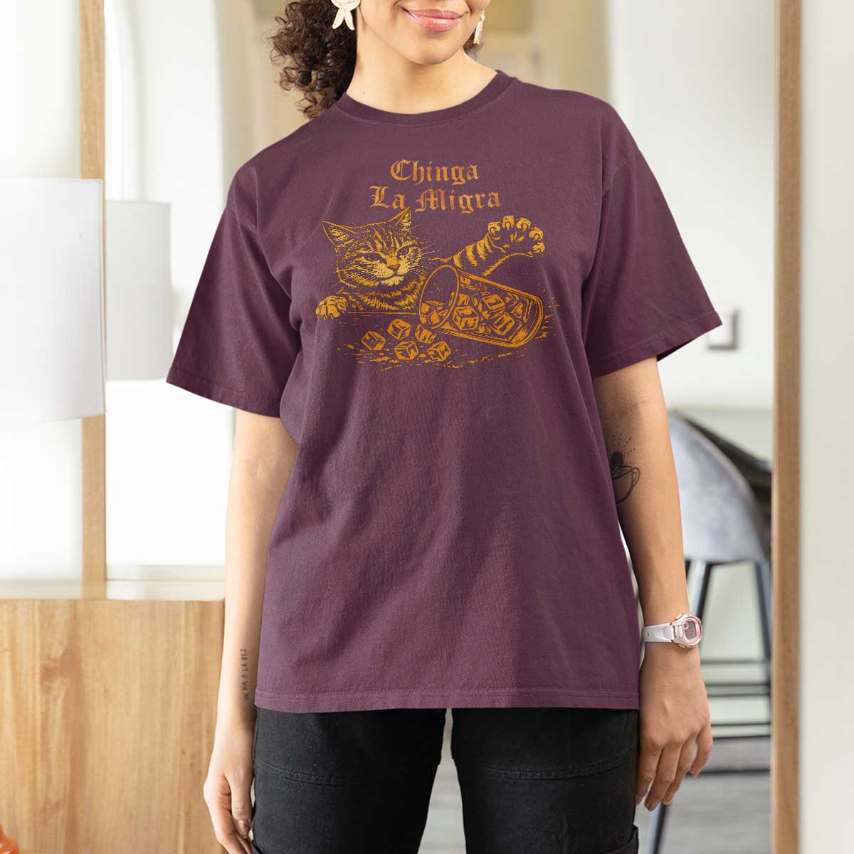 Chinga La Migra T Shirt For Women Retro Protest Subtle FDT Cat Meme