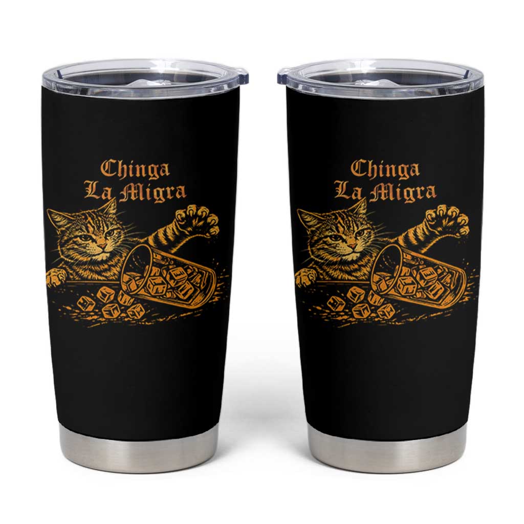 Chinga La Migra Tumbler Cup Retro Protest Subtle FDT Cat Meme
