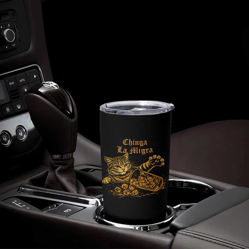 Chinga La Migra Tumbler Cup Retro Protest Subtle FDT Cat Meme