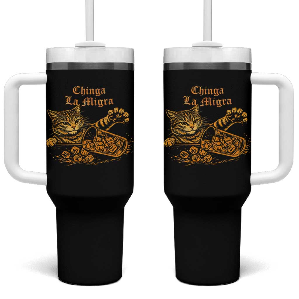 Chinga La Migra Tumbler With Handle Retro Protest Subtle FDT Cat Meme