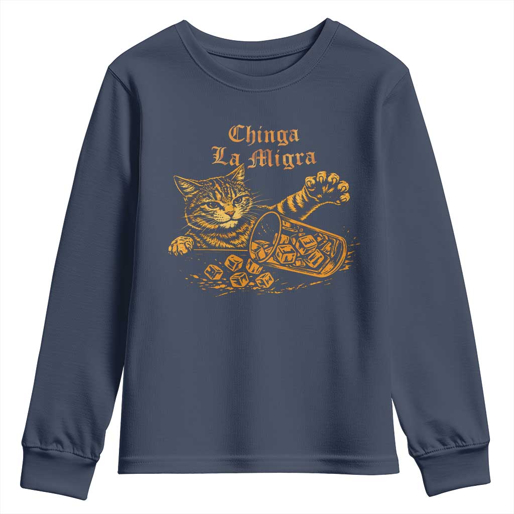 Chinga La Migra Youth Sweatshirt Retro Protest Subtle FDT Cat Meme