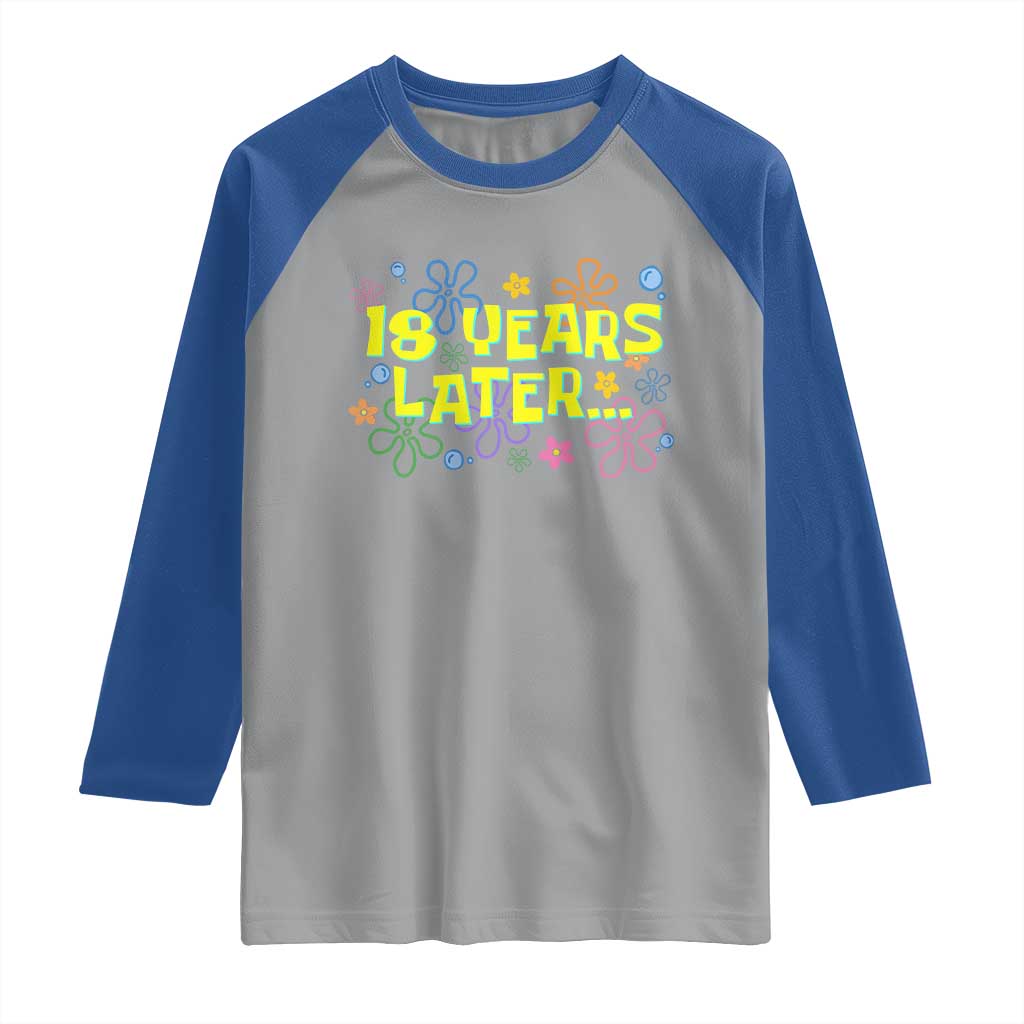 18 Years Later 18th Birthday Raglan Shirt Eighteen Party Funny Meme