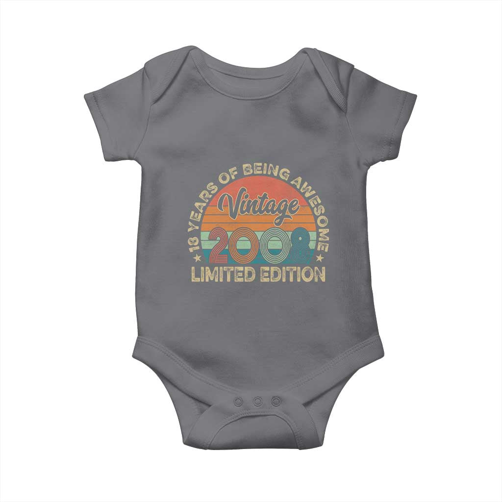 Vintage 2008 18th Birthday Gifts Baby Onesie Limited Edition 18 Year Old Bday