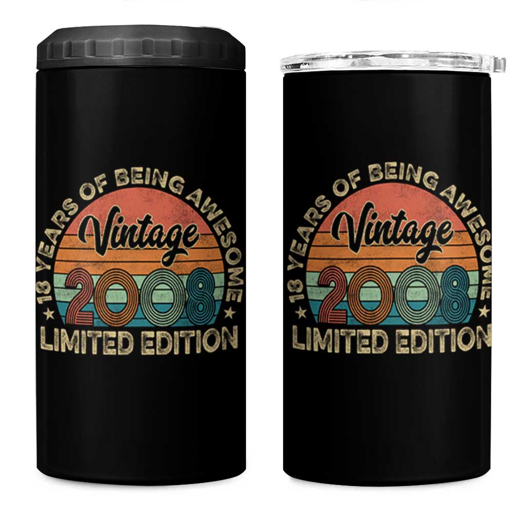 Vintage 2008 18th Birthday Gifts 4 in 1 Can Cooler Tumbler Limited Edition 18 Year Old Bday