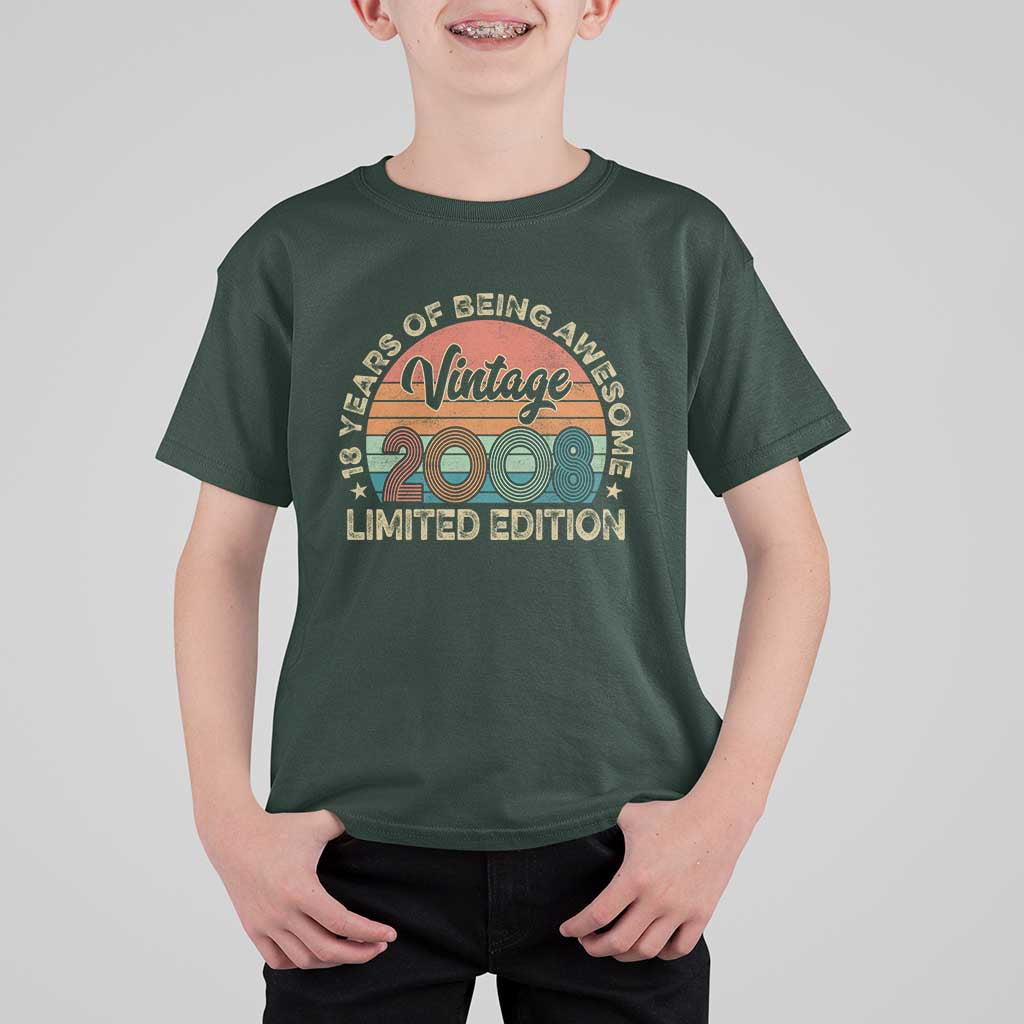 Vintage 2008 18th Birthday Gifts T Shirt For Kid Limited Edition 18 Year Old Bday