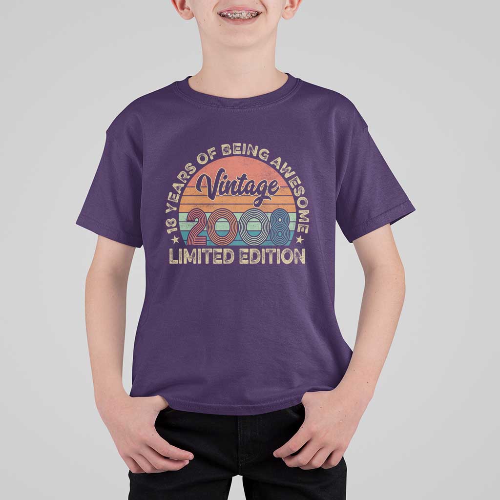 Vintage 2008 18th Birthday Gifts T Shirt For Kid Limited Edition 18 Year Old Bday