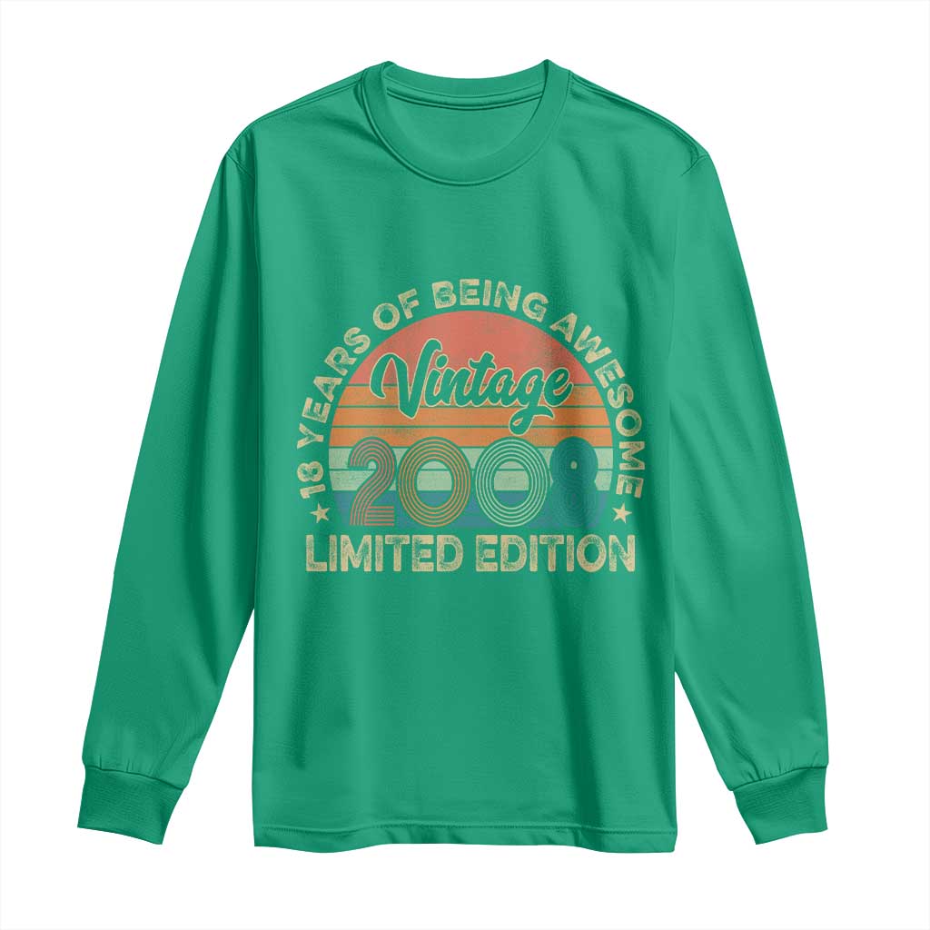 Vintage 2008 18th Birthday Gifts Long Sleeve Shirt Limited Edition 18 Year Old Bday