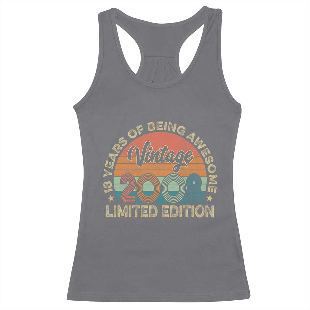 Vintage 2008 18th Birthday Gifts Racerback Tank Top Limited Edition 18 Year Old Bday