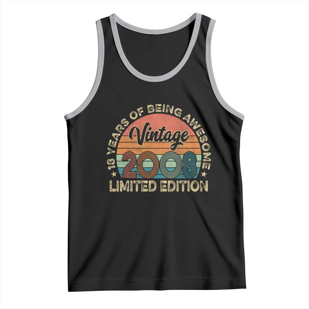 Vintage 2008 18th Birthday Gifts Tank Top Limited Edition 18 Year Old Bday