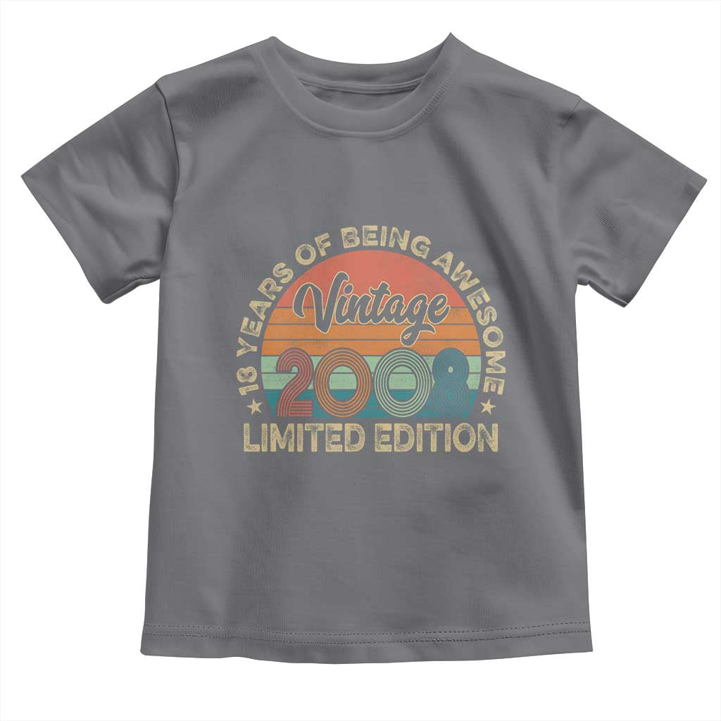 Vintage 2008 18th Birthday Gifts Toddler T Shirt Limited Edition 18 Year Old Bday