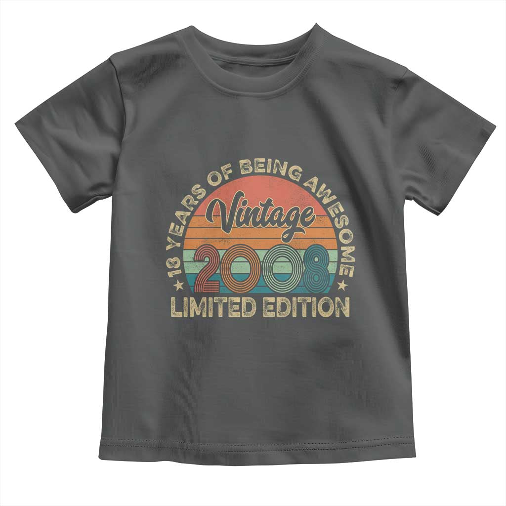 Vintage 2008 18th Birthday Gifts Toddler T Shirt Limited Edition 18 Year Old Bday