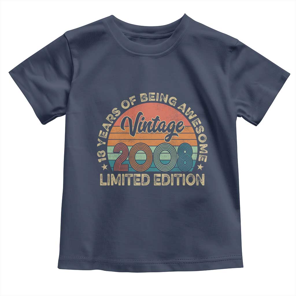 Vintage 2008 18th Birthday Gifts Toddler T Shirt Limited Edition 18 Year Old Bday