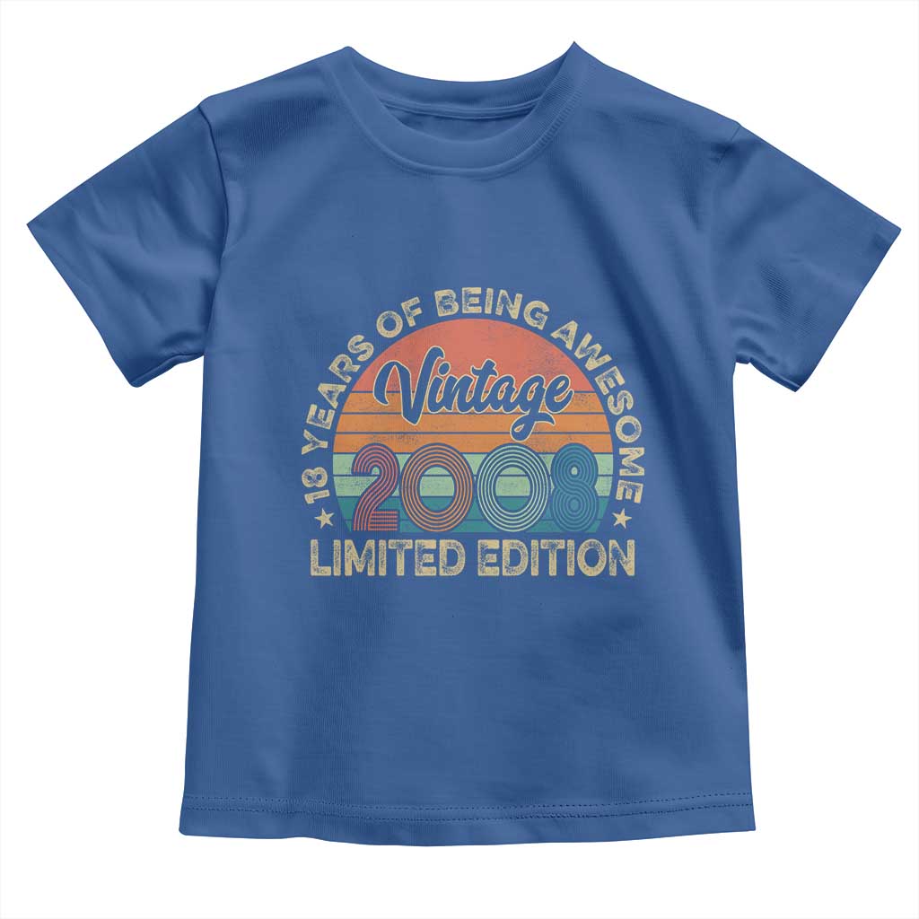 Vintage 2008 18th Birthday Gifts Toddler T Shirt Limited Edition 18 Year Old Bday