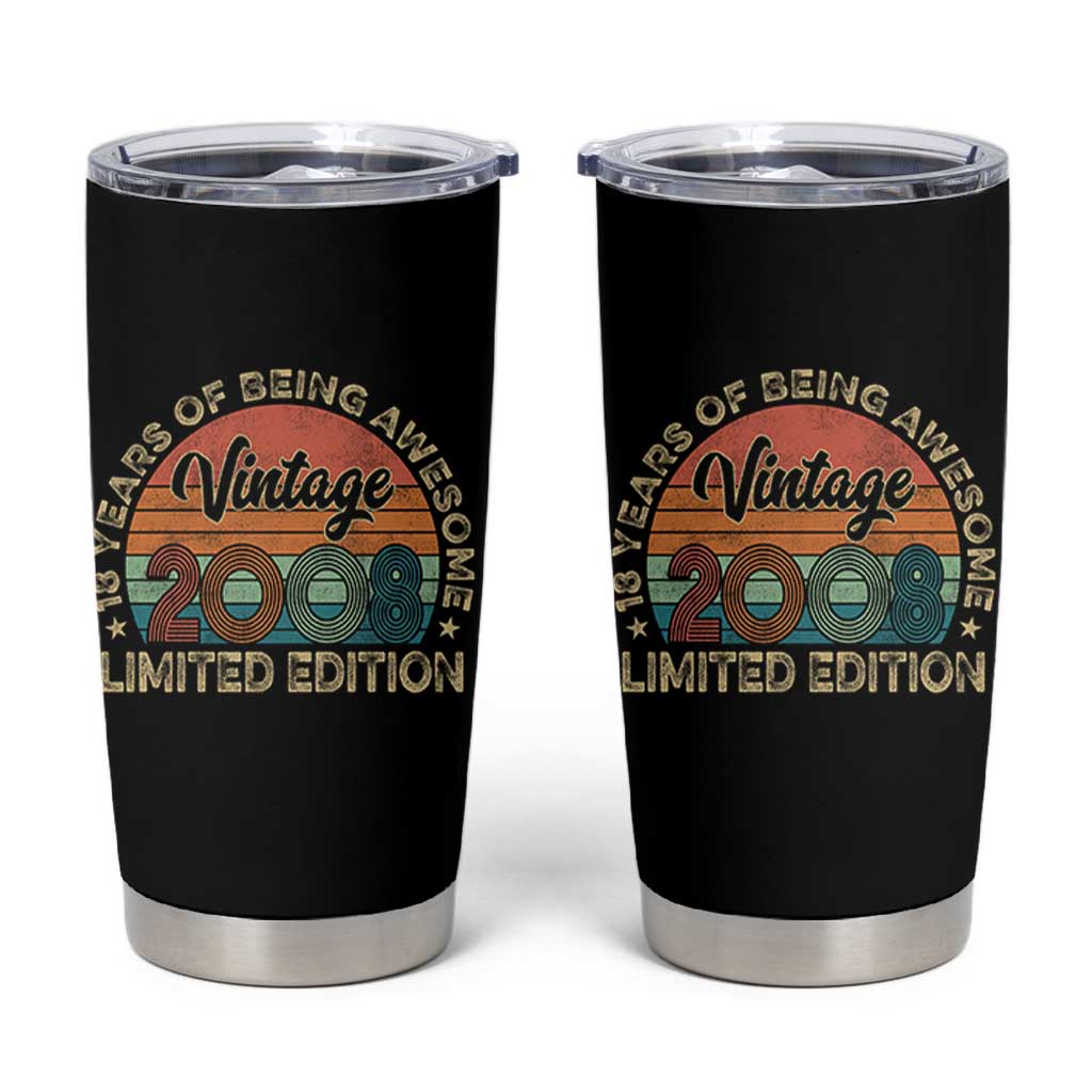 Vintage 2008 18th Birthday Gifts Tumbler Cup Limited Edition 18 Year Old Bday