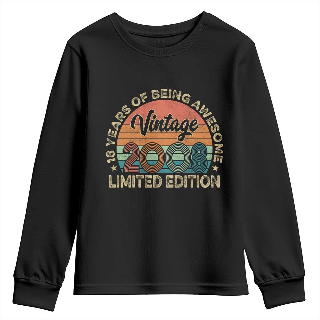 Vintage 2008 18th Birthday Gifts Youth Sweatshirt Limited Edition 18 Year Old Bday