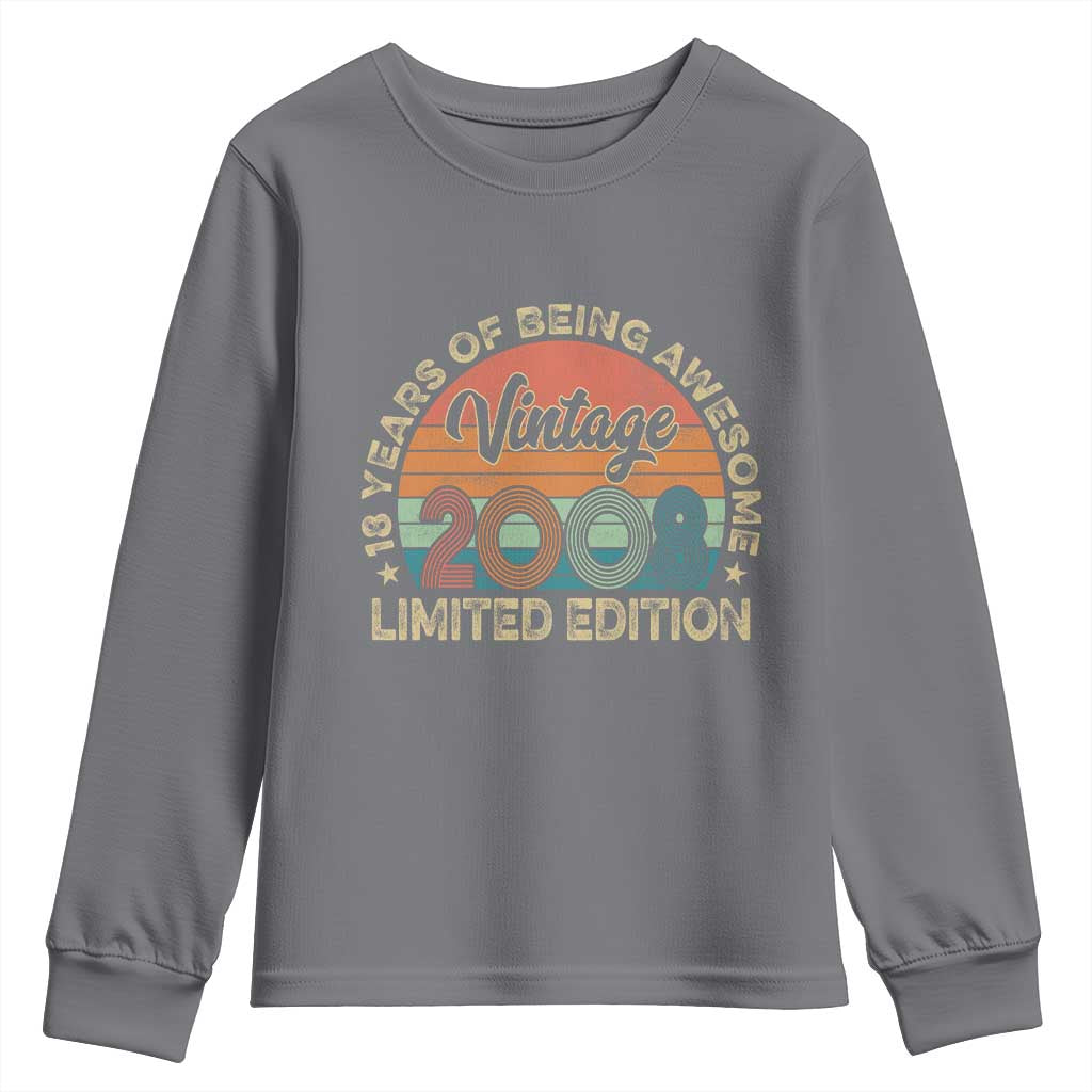 Vintage 2008 18th Birthday Gifts Youth Sweatshirt Limited Edition 18 Year Old Bday