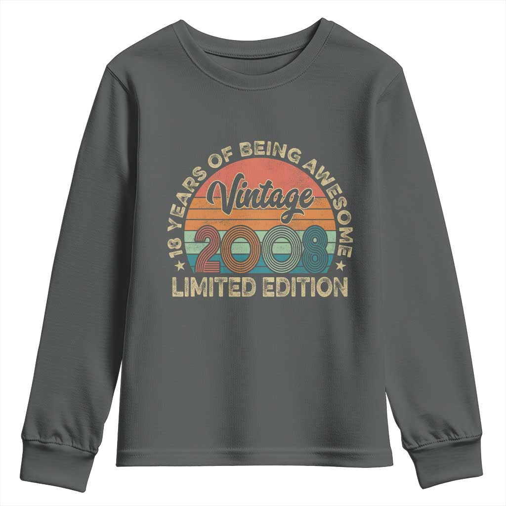 Vintage 2008 18th Birthday Gifts Youth Sweatshirt Limited Edition 18 Year Old Bday