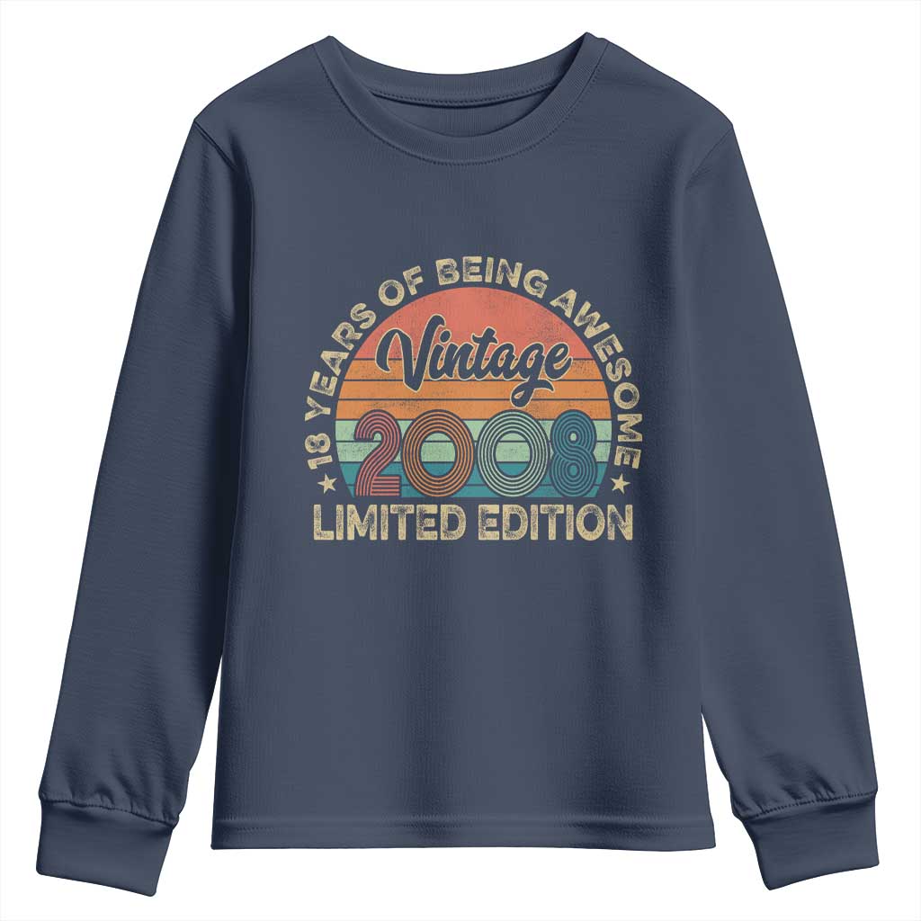 Vintage 2008 18th Birthday Gifts Youth Sweatshirt Limited Edition 18 Year Old Bday