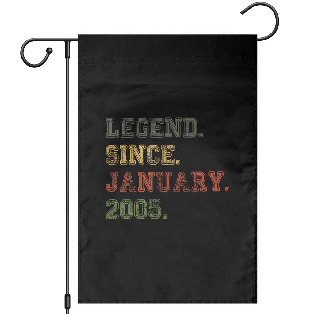 21st Birthday Gifts Garden Flag Retro 21 Years Old Legend Since January 2005