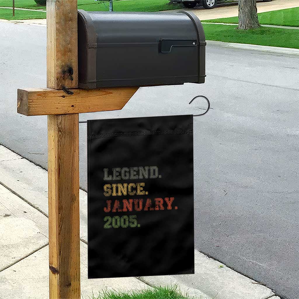 21st Birthday Gifts Garden Flag Retro 21 Years Old Legend Since January 2005