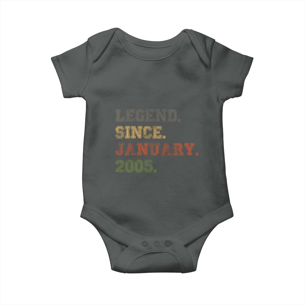 21st Birthday Gifts Baby Onesie Retro 21 Years Old Legend Since January 2005
