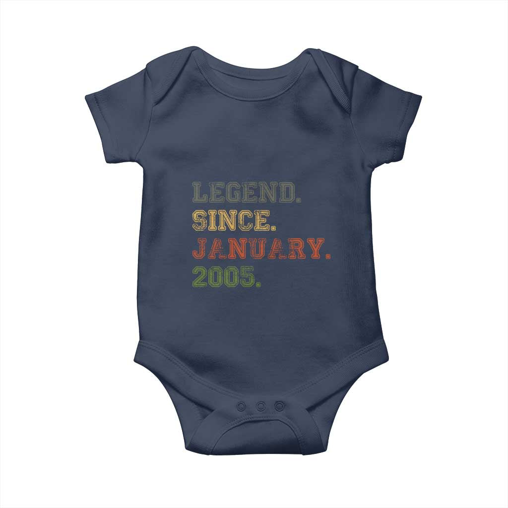 21st Birthday Gifts Baby Onesie Retro 21 Years Old Legend Since January 2005