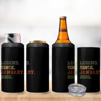 21st Birthday Gifts 4 in 1 Can Cooler Tumbler Retro 21 Years Old Legend Since January 2005