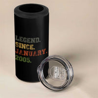 21st Birthday Gifts 4 in 1 Can Cooler Tumbler Retro 21 Years Old Legend Since January 2005