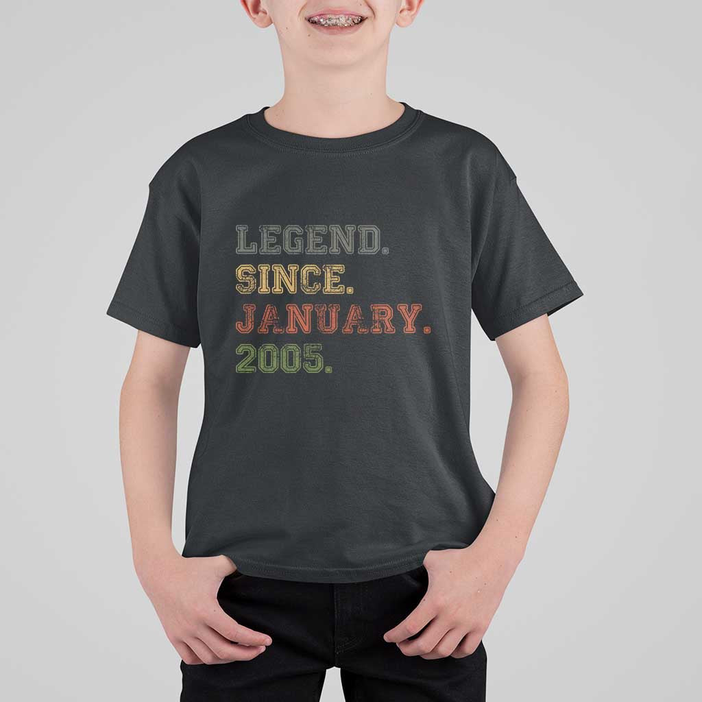21st Birthday Gifts T Shirt For Kid Retro 21 Years Old Legend Since January 2005