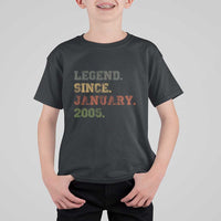 21st Birthday Gifts T Shirt For Kid Retro 21 Years Old Legend Since January 2005
