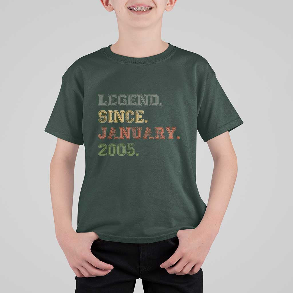 21st Birthday Gifts T Shirt For Kid Retro 21 Years Old Legend Since January 2005