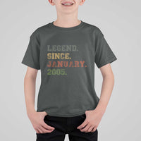 21st Birthday Gifts T Shirt For Kid Retro 21 Years Old Legend Since January 2005