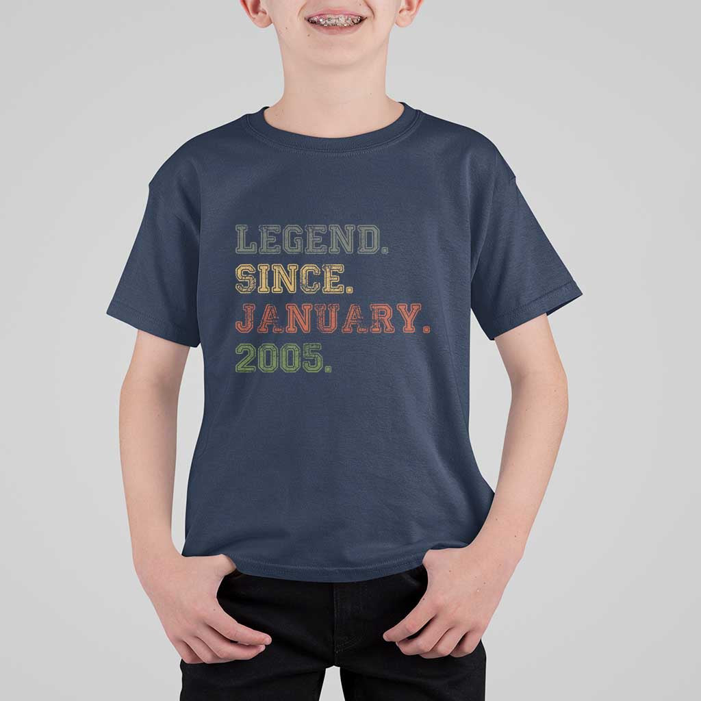 21st Birthday Gifts T Shirt For Kid Retro 21 Years Old Legend Since January 2005