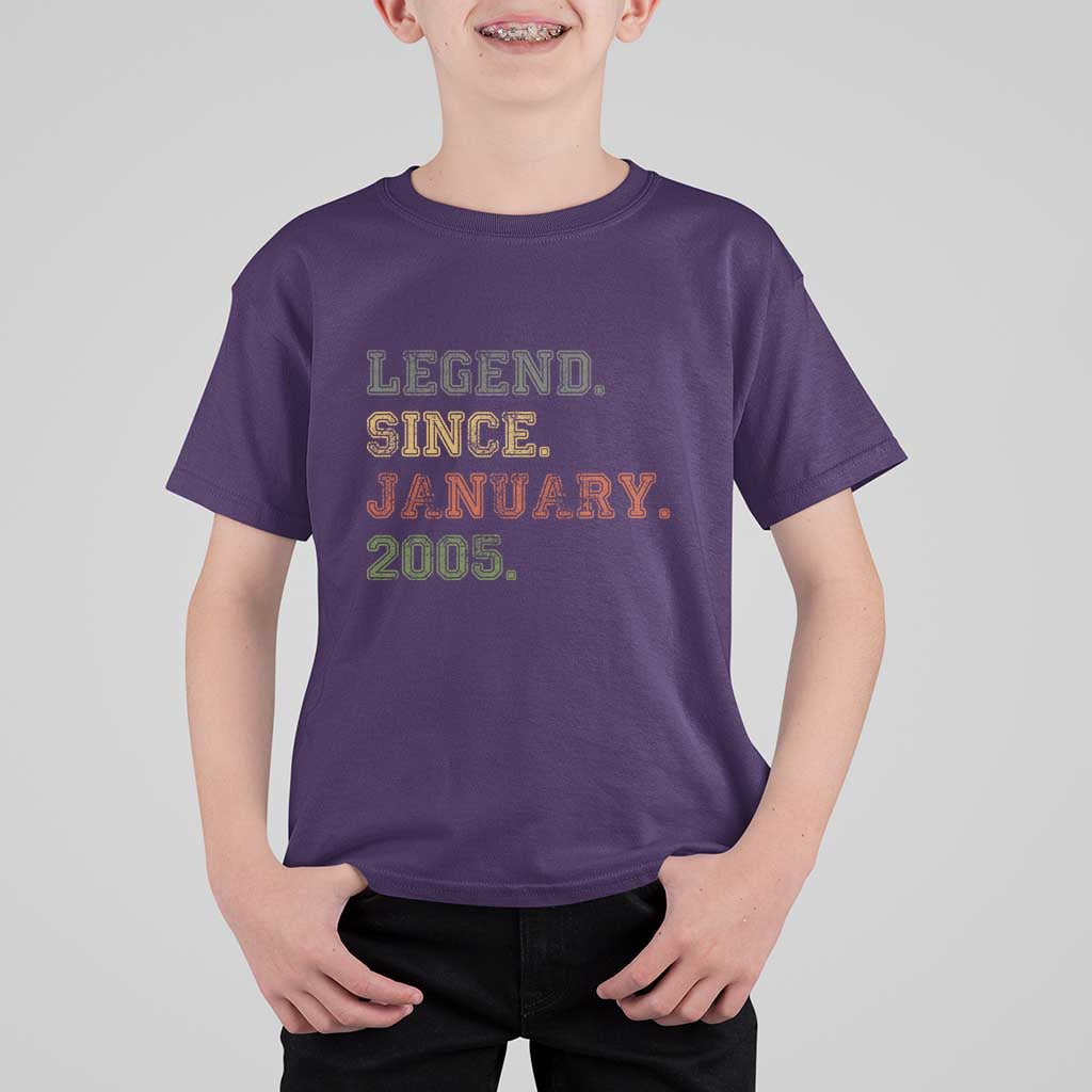 21st Birthday Gifts T Shirt For Kid Retro 21 Years Old Legend Since January 2005