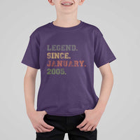 21st Birthday Gifts T Shirt For Kid Retro 21 Years Old Legend Since January 2005