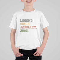 21st Birthday Gifts T Shirt For Kid Retro 21 Years Old Legend Since January 2005