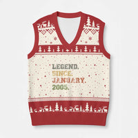 21st Birthday Gifts V-Neck Knit Sweater Vest Retro 21 Years Old Legend Since January 2005