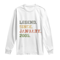 21st Birthday Gifts Long Sleeve Shirt Retro 21 Years Old Legend Since January 2005