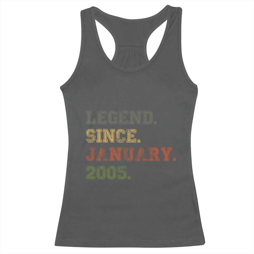 21st Birthday Gifts Racerback Tank Top Retro 21 Years Old Legend Since January 2005